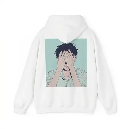 Anime Man Covering Face Mint Background