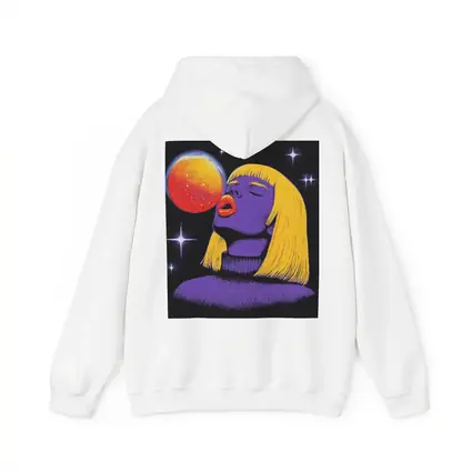 Purple Woman Yellow Hair Cosmic Space Art
