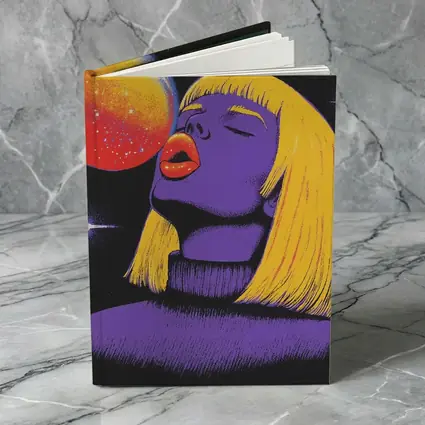 Purple Woman Yellow Hair Cosmic Space Art