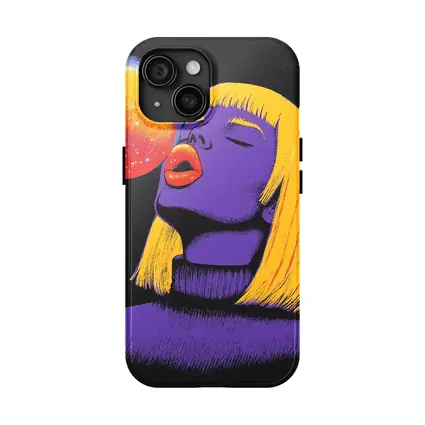 Purple Woman Yellow Hair Cosmic Space Art