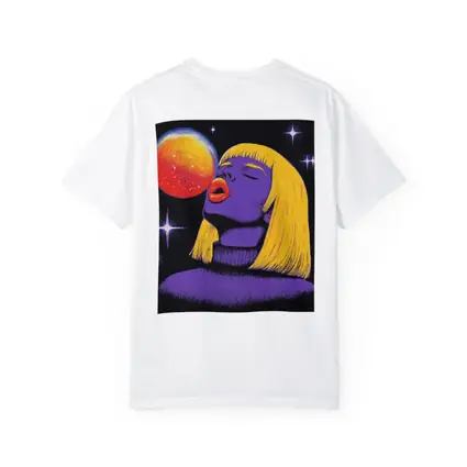 Purple Woman Yellow Hair Cosmic Space Art
