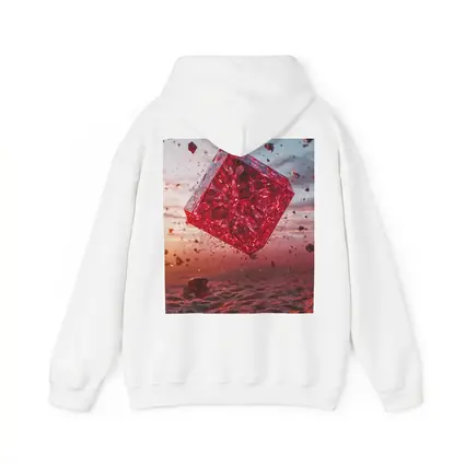 Red Crystal Cube Floating Desert Sunset