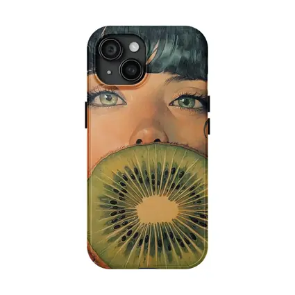 Woman Green Eyes Kiwi Fruit Illustration Art
