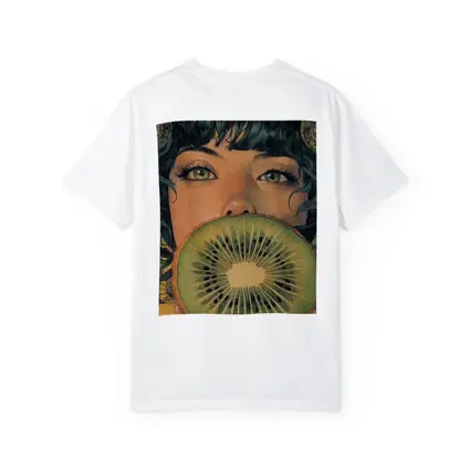Woman Green Eyes Kiwi Fruit Illustration Art