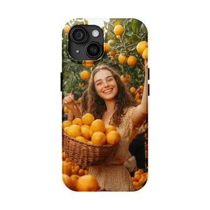 Smiling Woman Picking Lemons Citrus Orchard