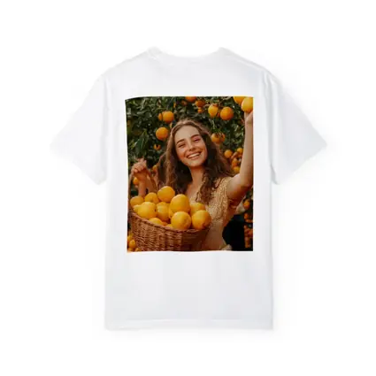 Smiling Woman Picking Lemons Citrus Orchard