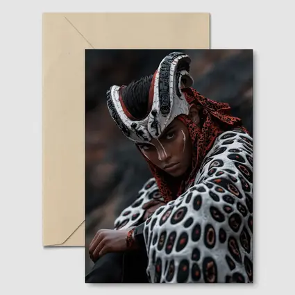 Fantasy Warrior Woman Tribal Armor Dark Background
