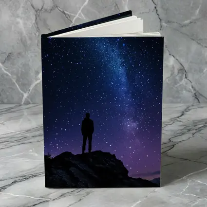 Man Silhouette Standing Under Milky Way Night
