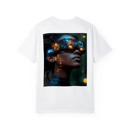 Cyberpunk Woman Neon VR Glasses Forest