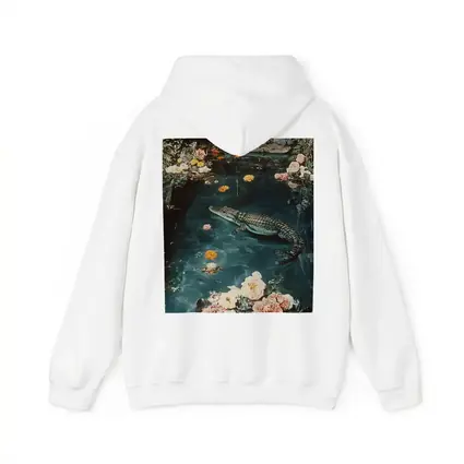 Crocodile Floating Among Roses Floral Water