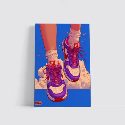 Nike Sneakers Anime Art Blue Sky