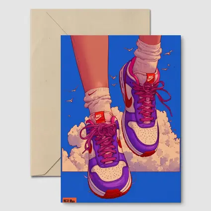 Nike Sneakers Anime Art Blue Sky