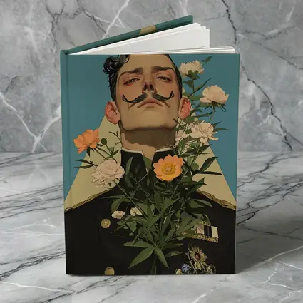 Military Officer Portrait With Flowers Illustration