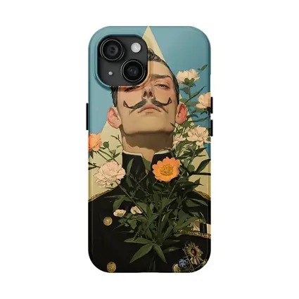 Military Officer Portrait With Flowers Illustration