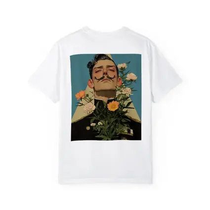 Military Officer Portrait With Flowers Illustration