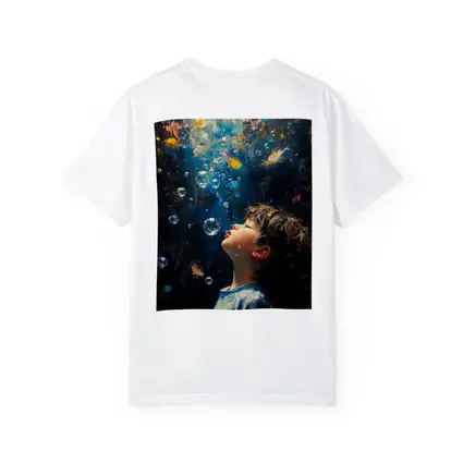 Boy Blowing Bubbles Dark Oil Painting