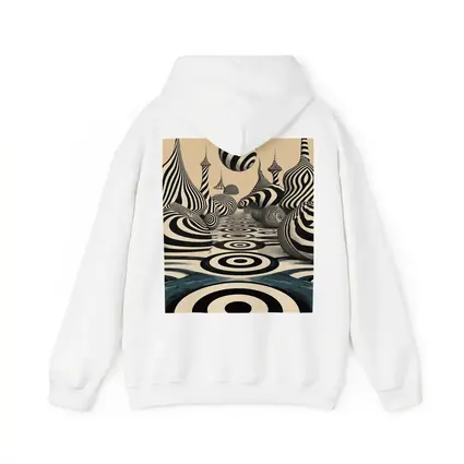 Black White Op Art Surreal Striped Landscape