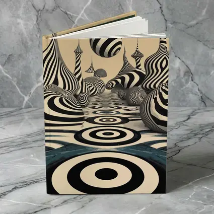 Black White Op Art Surreal Striped Landscape