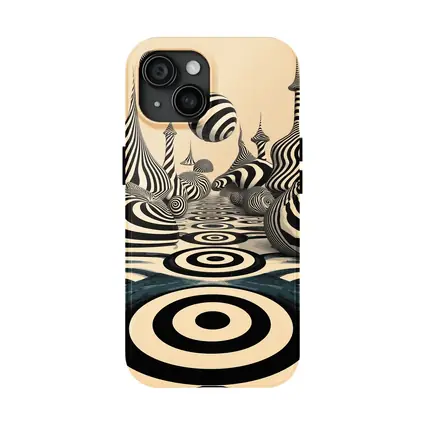 Black White Op Art Surreal Striped Landscape