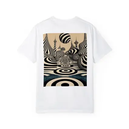 Black White Op Art Surreal Striped Landscape