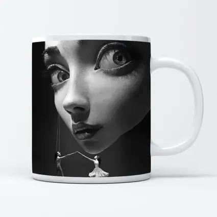 Surreal Black White Face Puppet Women Art