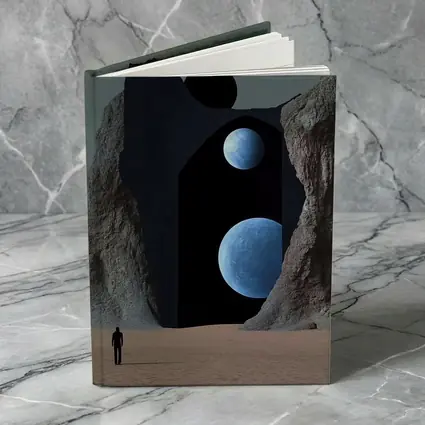 Lone Figure Desert Portal Two Moons Surreal