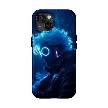 Anime Boy Neon Glasses Blue Starry Night