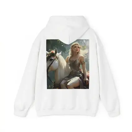 Elven Woman Riding White Horse Forest