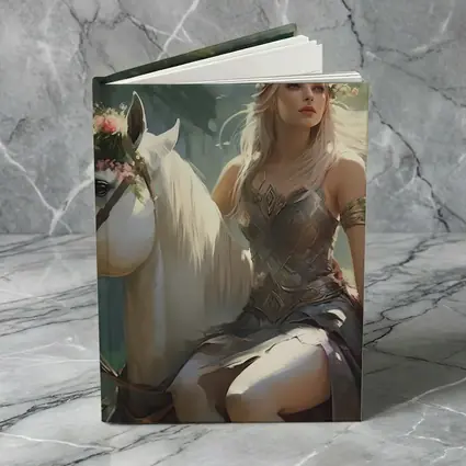 Elven Woman Riding White Horse Forest