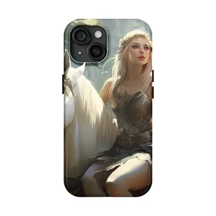 Elven Woman Riding White Horse Forest