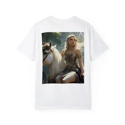 Elven Woman Riding White Horse Forest