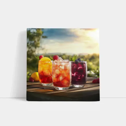 Iced Fruit Drinks Outdoor Summer Setting
