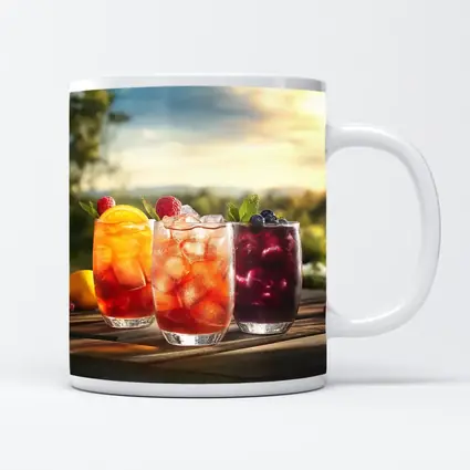 Iced Fruit Drinks Outdoor Summer Setting