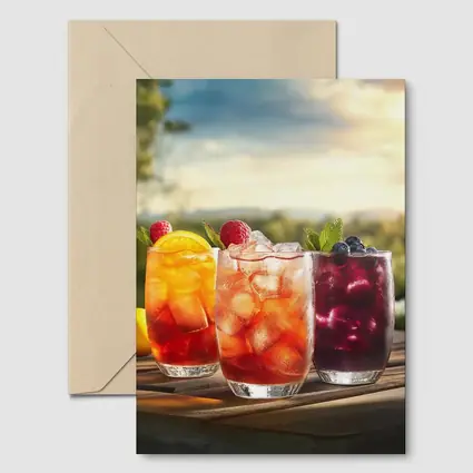 Iced Fruit Drinks Outdoor Summer Setting