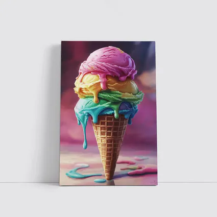 Colorful Dripping Ice Cream Cone Art