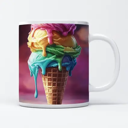 Colorful Dripping Ice Cream Cone Art