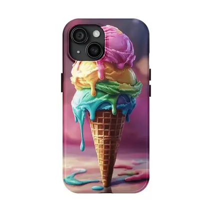 Colorful Dripping Ice Cream Cone Art