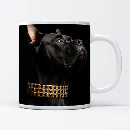 Black Cane Corso Dog Gold Collar Dark