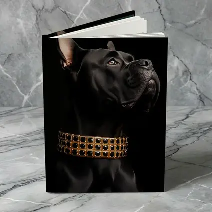 Black Cane Corso Dog Gold Collar Dark