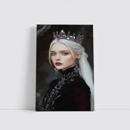 White Haired Queen Dark Fantasy Portrait Art
