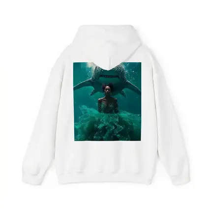 Woman in Gown Underwater With Shark