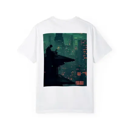 Pixel Art Samurai Rooftop Cyberpunk City Night