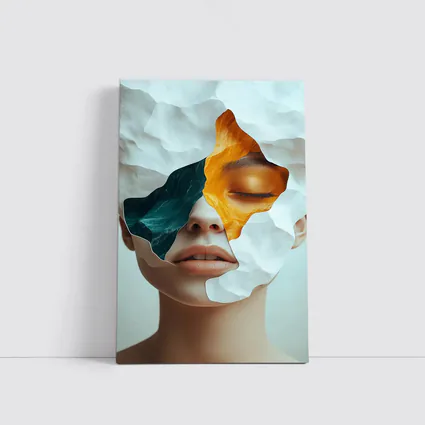 Surreal Female Face Collage Abstract Art