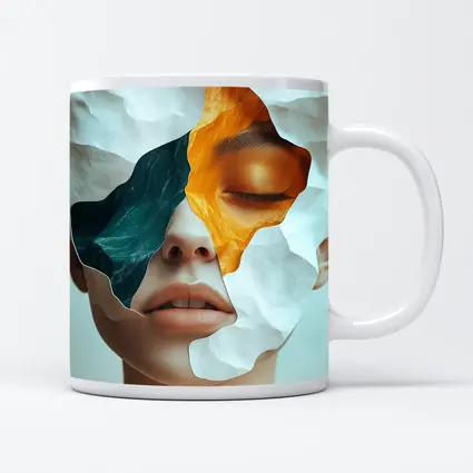 Surreal Female Face Collage Abstract Art