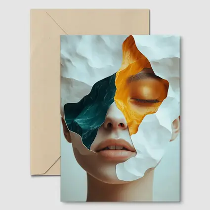 Surreal Female Face Collage Abstract Art