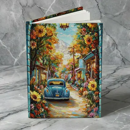 Volkswagen Beetle Blue Sunflower Street Art