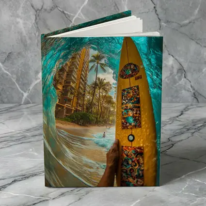 Surfer Holding Yellow Board Inside Ocean Wave