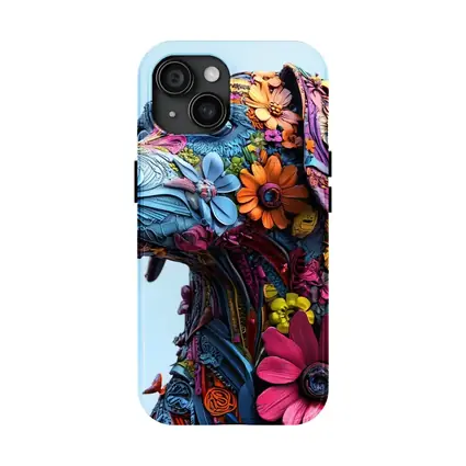 Floral Dog Sculpture Blue Sky Background