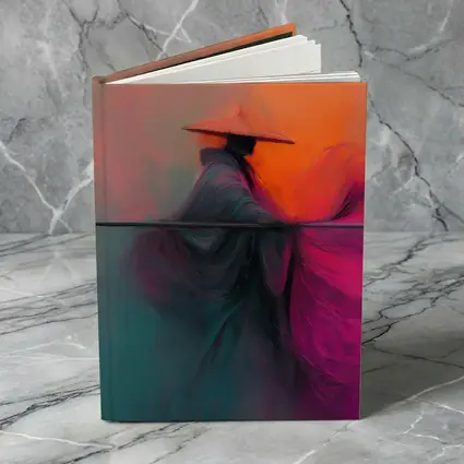 Samurai Warrior Abstract Painting Orange Background