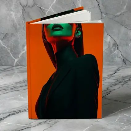 Fashion Woman Green Light Orange Background